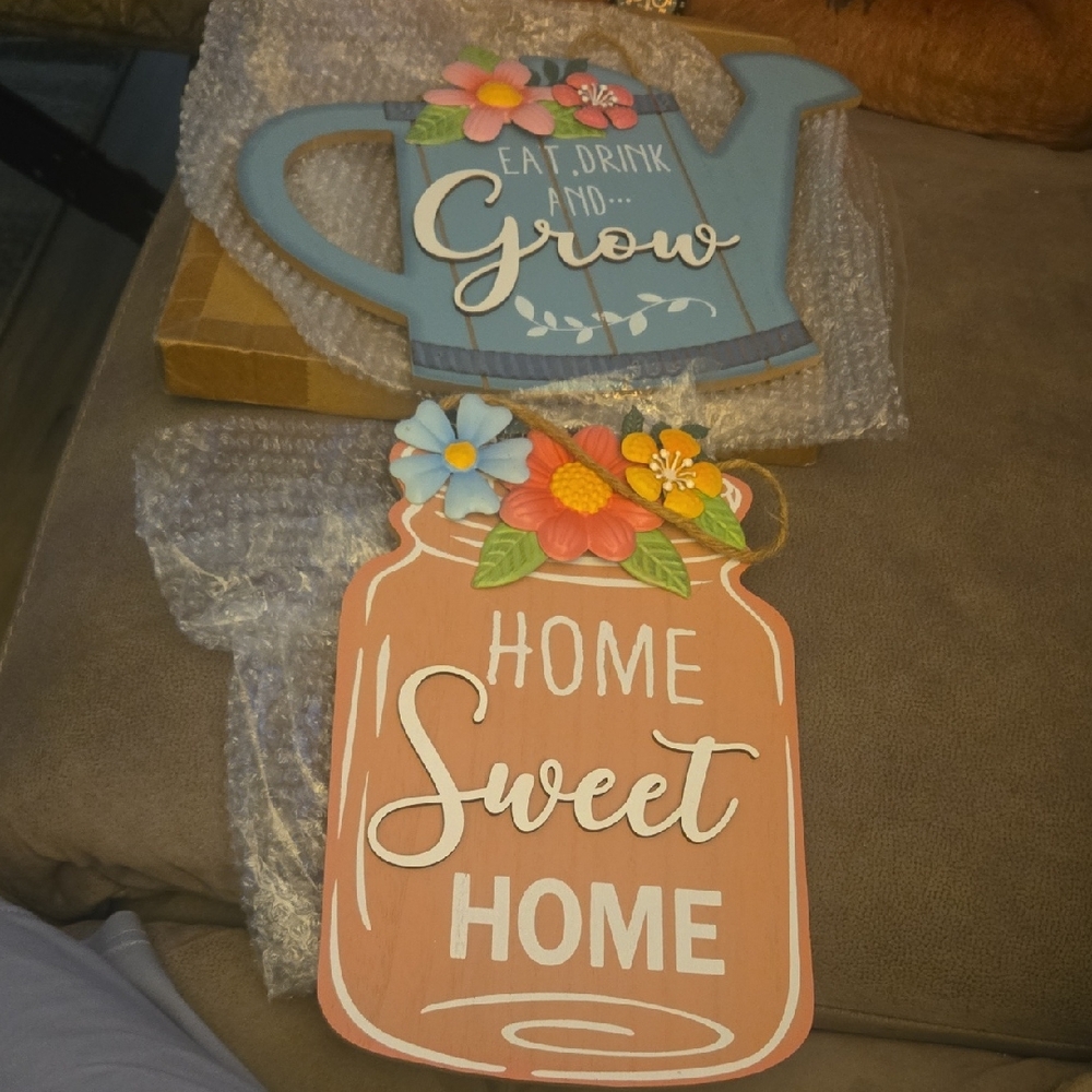 Floral Watering Can and Jar Wall Decor